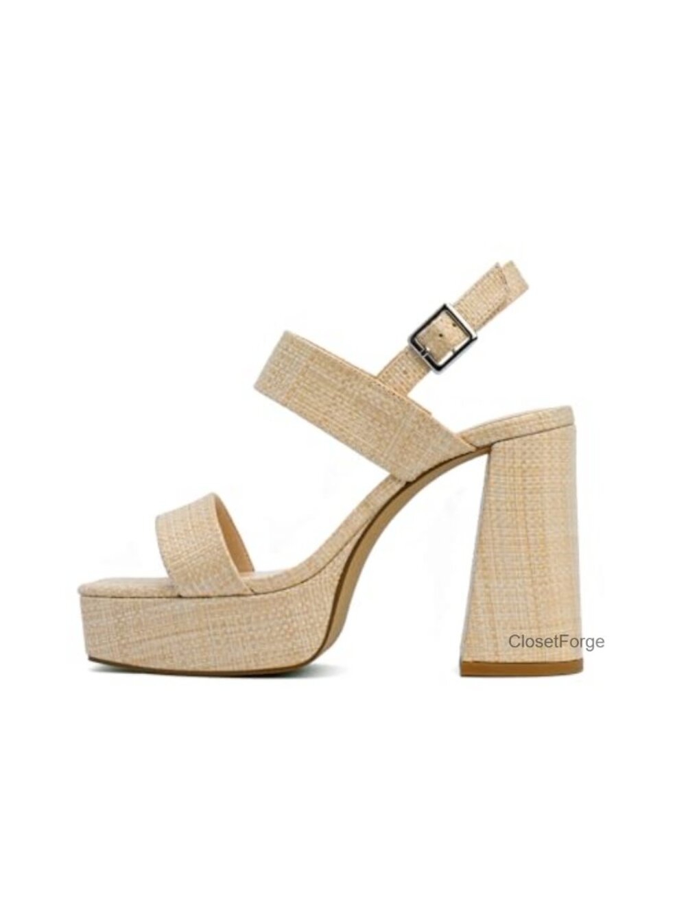 Women's Platform Heels Square Open Toe Chunky Block Heel Sandals Adjustable - Picture 4 of 6